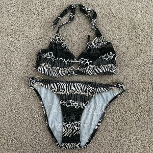 Venus two piece bikini - animal print with gold rings